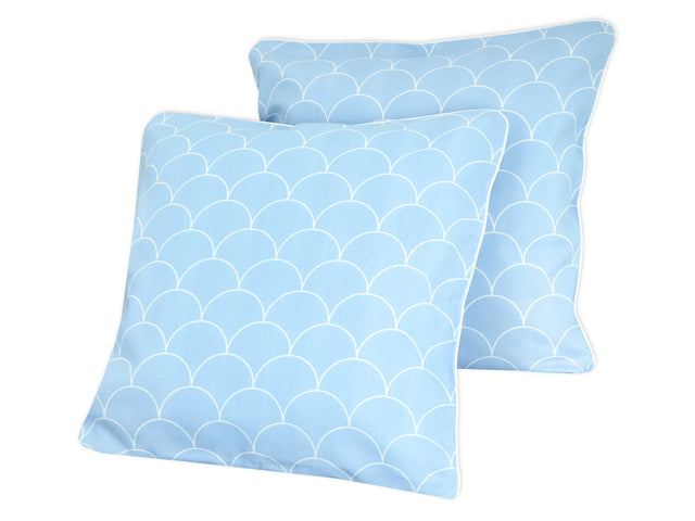 Cushion cover white semicircles on pastel blue