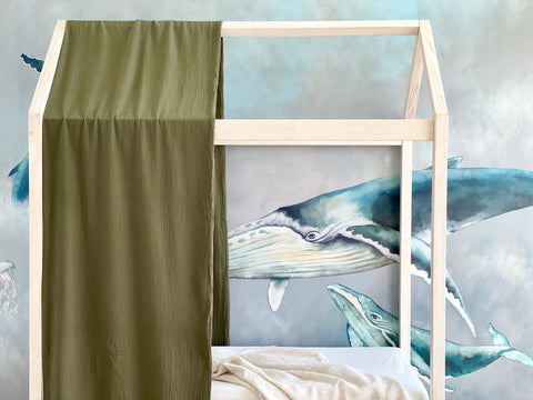 Bed canopy double crepe green autumn green