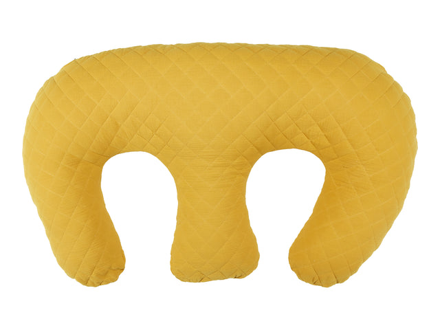 Nursing pillow for twins muslin quilted yellow mustard