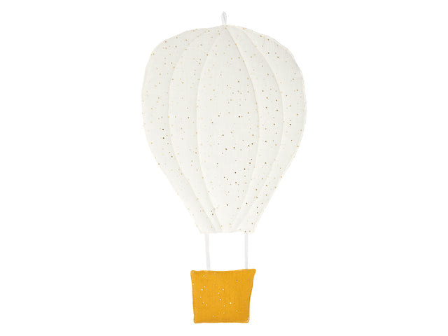 Ballon à air mousseline points dorés sur blanc