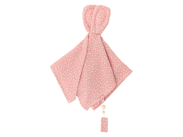 Doudou mousseline pois roses
