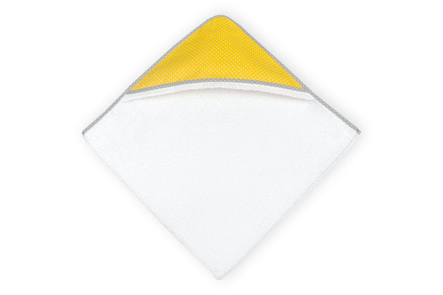 Hætte håndklæde hvide prikker på gul