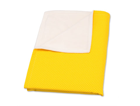 Couverture bébé pois blancs sur jaune