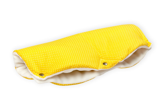 Stroller muff white dots on yellow