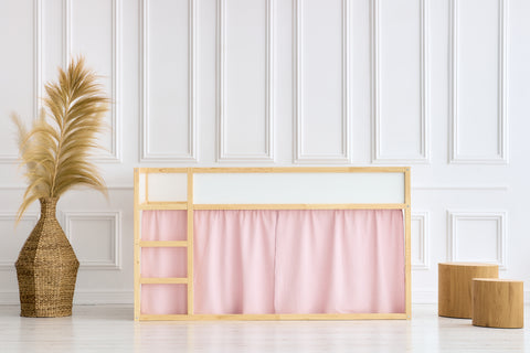 Loft bed curtains set 2+1 double crepe pink suitable for Kura bed