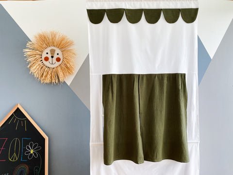 Puppet theater Punch and Judy show double crepe green autumn green including telescopic rod