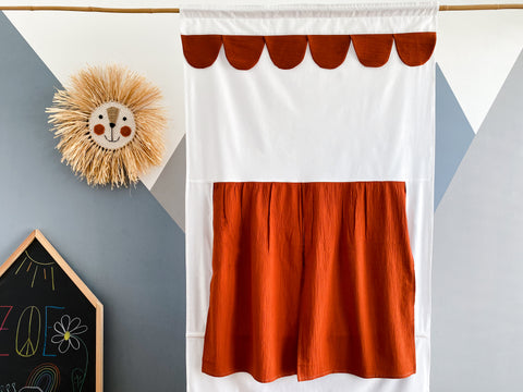 Puppet theater Punch and Judy show double crepe red autumn red including telescopic rod