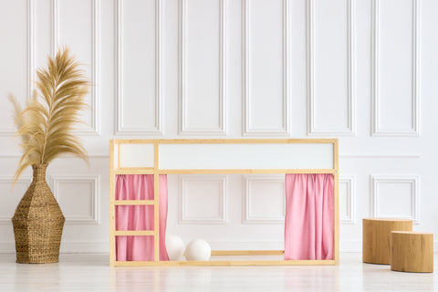 Loft bed curtains set 2+1 muslin pink suitable for Kura bed