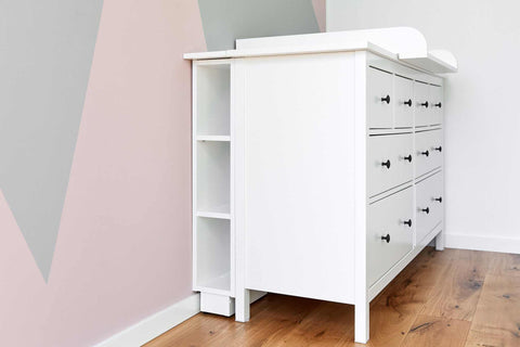 hemnes kommode aufbewahrung Stauraumregal WIC123-12 für Wickeltisch passend für Wickelaufsatz für IDANÄS und HEMNES